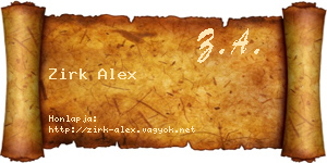 Zirk Alex névjegykártya